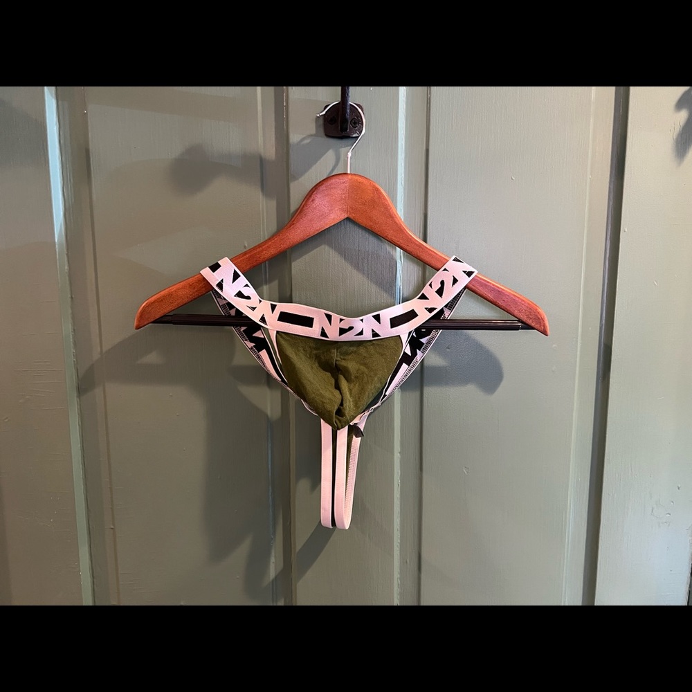 N2N Green Logo Waistband Thong - Size XL